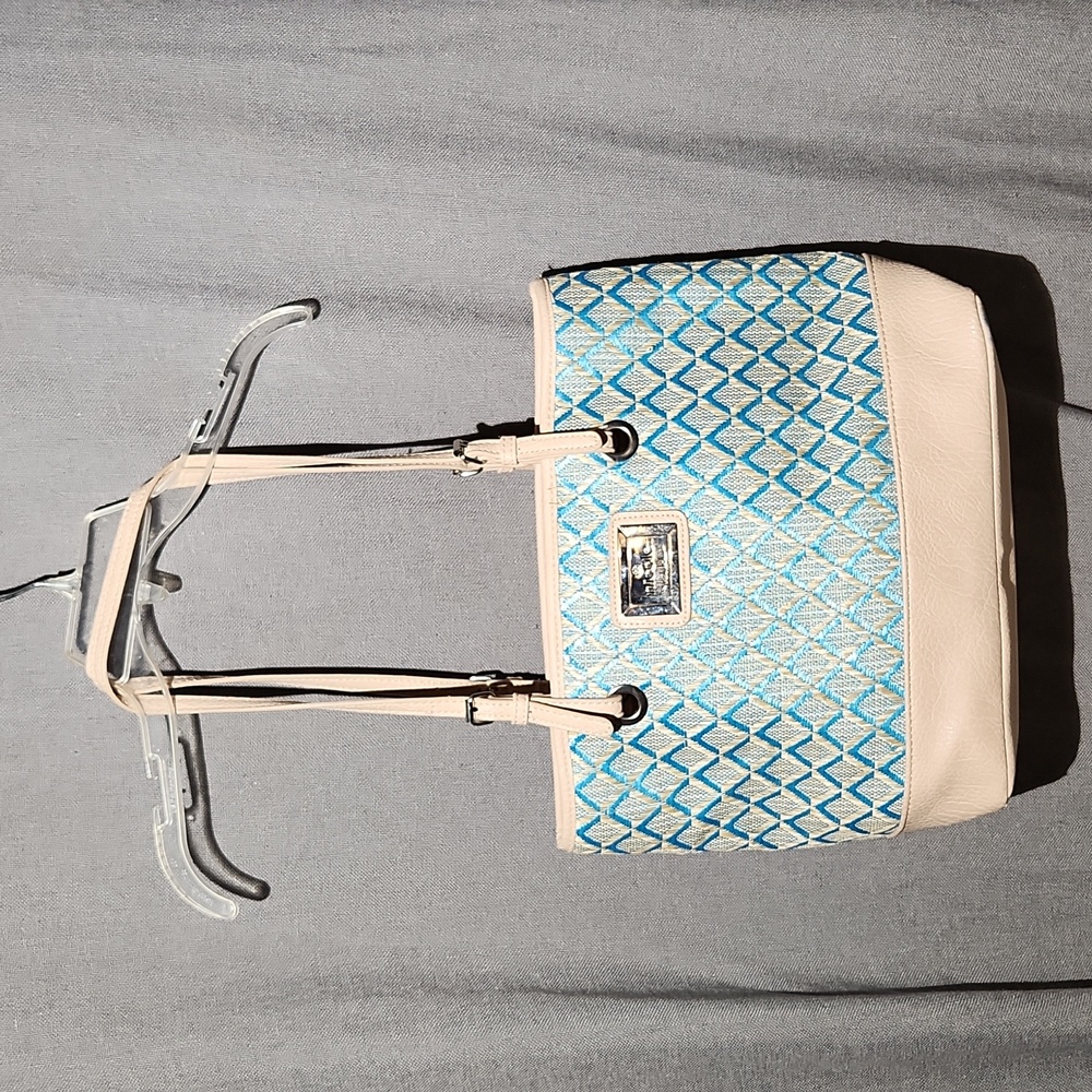 NICOLE by Nicole Miller Beach gym work large straw tote bag